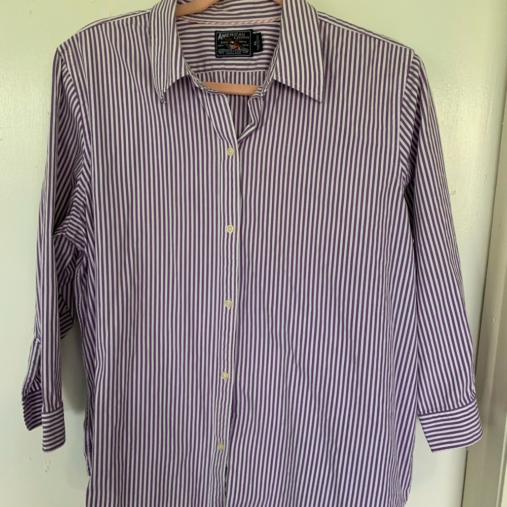 American Living Purple Casual Button Down Shirt